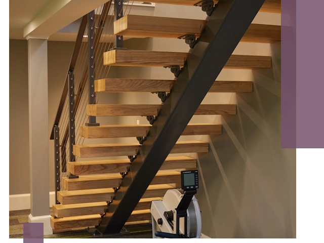 Лестницы на монокосоурах под ключ в Казани - изготовление и монтаж