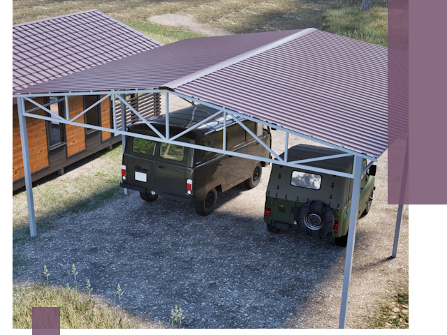 Двускатные навесы под ключ в Казани — изготовление и монтаж