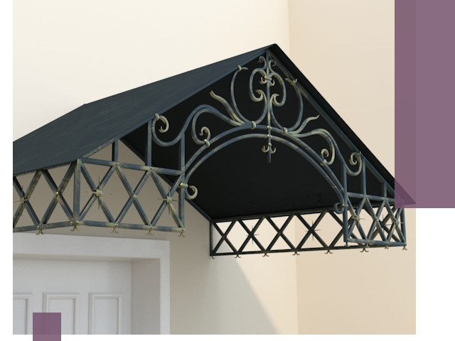 Двускатные металлические козырьки под ключ в Казани